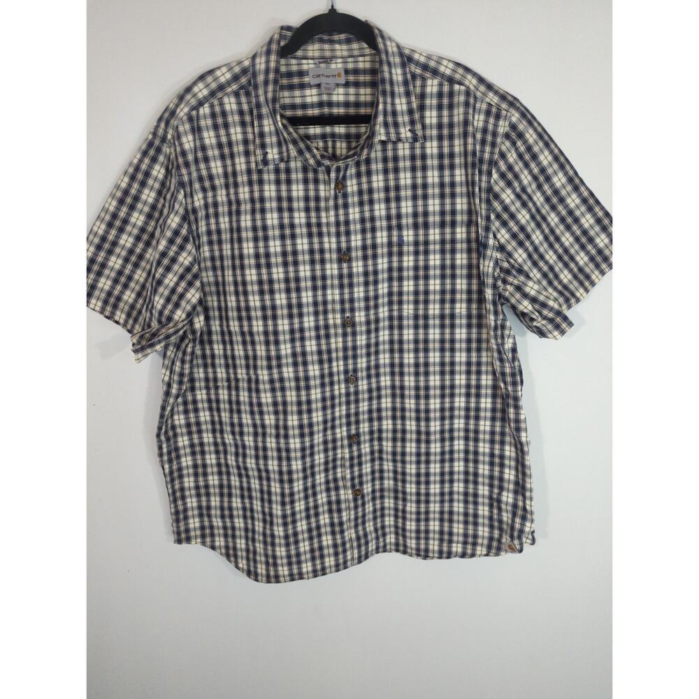 Carhartt Short Sleeve Plaid Button Up Mens 2XL Multicolor Cotton Classic